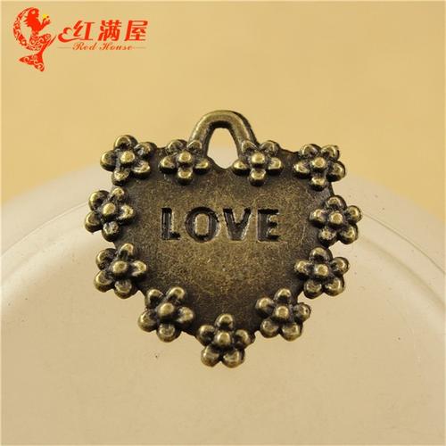 a2040古青13克复古爱心字牌love手工diy饰品批发60个包